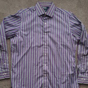 Polo Ralph Lauren Dress Shirt Men's 16.5 34/35 Regent Purple Striped Custom Fit